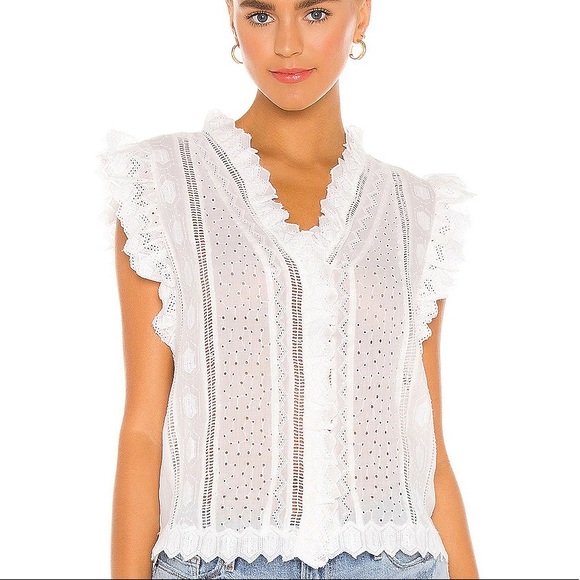 Frame Denim Tops - NWT Frame Lauren Blouse in Cream Eyelet, Size M